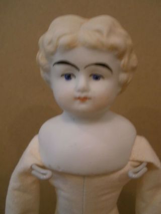 Antique 11 " German Parian China Head Doll,  Perfect Head,  Replaced Body