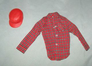 Vintage Barbie Ken 1409 Going Hunting Plaid Shirt And Red Cap