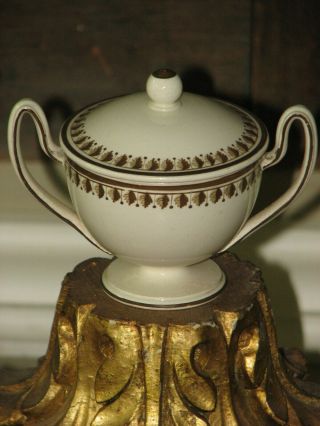 Wedgwood Rare 18th Century Custard Cup 2 Handles & Lid Brown Leaves Museum Item