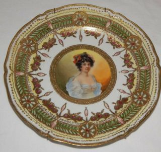 Rare Wedgwood Hand Painted Cabinet Portrait Plate C.  1890