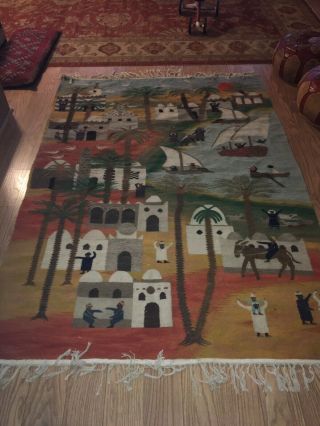 vintage moroccan rug Wool 7.  5 Feet By 5 1/4 Market Design Of South Very Rare 2