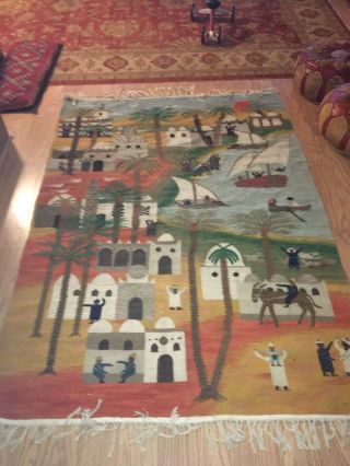vintage moroccan rug Wool 7.  5 Feet By 5 1/4 Market Design Of South Very Rare 3