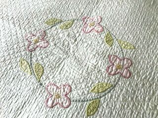Antique Fine Hand Stitched Cotton Quilt 69 " X76 " Pastel Pink Applique Flora 