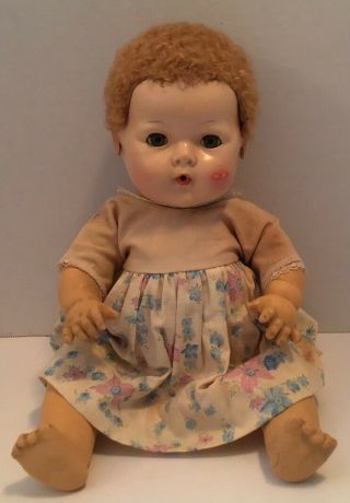 Vintage Effanbee Dy Dee Dydee Baby Doll Applied Ears Caracul Wig 15” Cutie