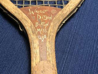 Antique Vintage Wooden Tennis Racket by Wright & Ditson 1900 ' s 3