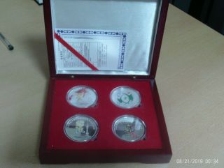 Rare Shanghai China Special Olympic 4 Coin / Medallion Set Presentation Set.