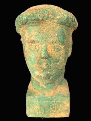 Rare Roman Bronze Period Headed Balsamarium Drinking Bust 200 - 400 Ad (2)