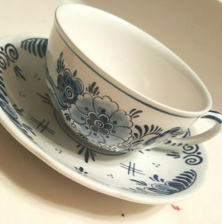 Rare Vintage Cup Saucer Royal Goedewaagen Delfts Blauw Holldand
