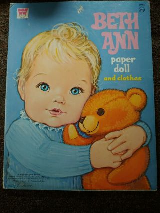 Vintage Beth Ann Paper Doll And Clothes Whitman Book 1970 