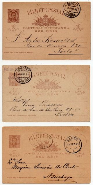 1890´s Portugal Covers Stationery Lot,  3 Items,  Rare Cancels,  Wow