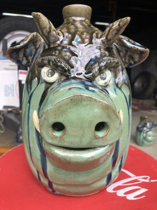 Rare Green Devil Pig Face Jug By Dal Burtchaell