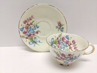 H.  M.  Royal Sutherland Tea Cup And Saucer Floral Blue Teacup Set