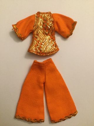 Vintage Dawn Doll Clone Fashion Orange Brocade Top With Orange Pants
