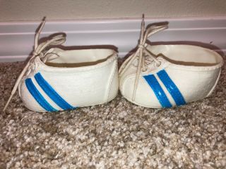 Vintage Coleco Cabbage Patch Kid Doll Shoes Hong Kong White/blue Stripe