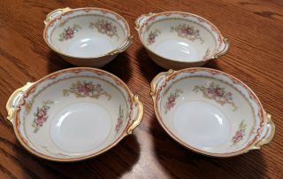 Set Of 4 Rare Noritake China Coupe Cereal Soup Dessert Bowls Merle Pattern 5.  75 "