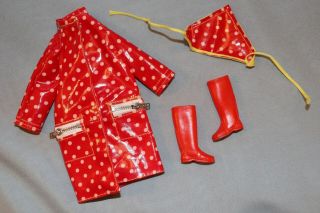 Vintage 1966 Francie Barbie Doll Polka Dots N Raindrops Outfit - Complete