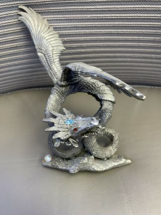 Vintage Ral Partha Pewter Dragon Pp757 1993 Crystal Rare Piece Very Cool