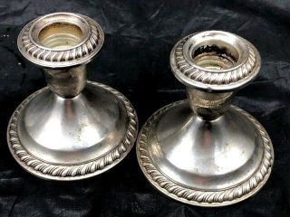 Gorham Sterling Silver Weighted Candlesticks 3 1/2 Inches 2