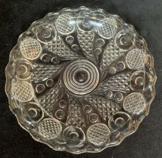 Horn Of Plenty Pattern Rare 6 " Scalloped Rim Flint Glass Plate; Early;