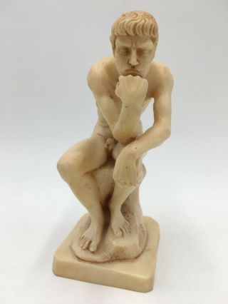 (rare) Vintage 7.  25 " Tall Resin The Thinker Sculpture Made In Italy