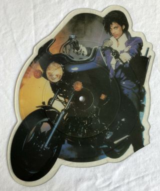 Prince - Purple Rain - Very Rare Uk Shaped Picture Disc (moterbike) (damage)