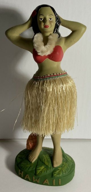 1940 - 50s Rare 10 1/2 " Hula Girl Hawaiian Bobble Nodder Dancer Dashboard Japan