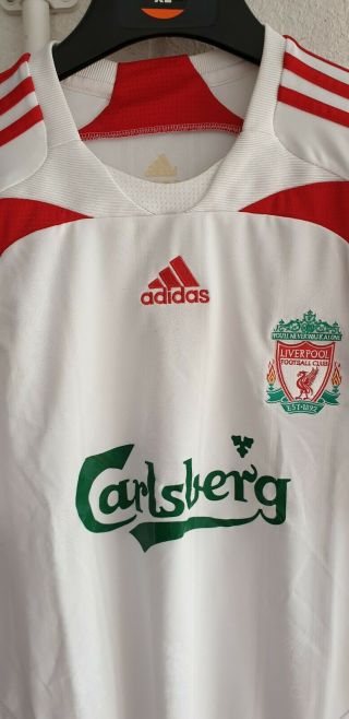 mens vintage rare Liverpool football shirt 07/09 adidas carlsberg white size lar 2