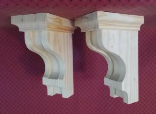 Pair 6 X 9 - 1/2 X 4 - 1/2 Wood Corbels / Shelf Mantle Support Brackets (2915)
