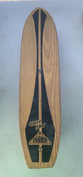 Vintage 1960s Nash Goofy Foot Wooden Sidewalk Skateboard Usa