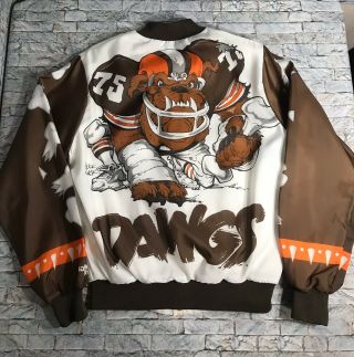 Rare Vintage Chalk Line Cleveland Browns Dawg Pound Fanimation Jacket M Bulldog