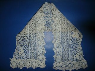 19thc Antique Bobbin Lace Collar Victorian Drawn Needle Work Crochet Cuffs? 1880