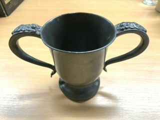 Rare Antique Art Nouveau Sturges Pewter Double - Handle Loving Cup (p4)