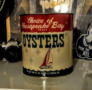 Vintage " Choice Of The Chesapeake Bay " Oyster Can Rare