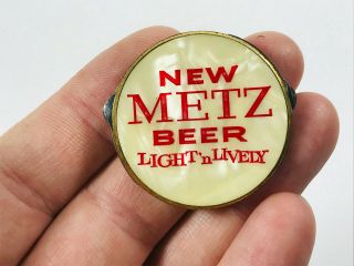 Rare Vintage Metz Beer Advertising Pocket Coin Folding Knife Mother Of Pear