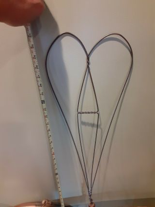 Vintage Heart Shaped Rug Beater 31 Inch Long Wood Handle Heavy Wire