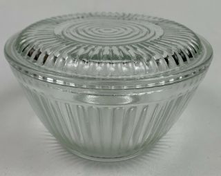 Antique 1940s Glass Kitchen Jar / Bowl With Lid For Food Storage