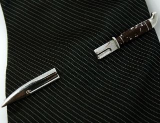 Hickok Vintage Tie Bar Clip Dagger Knife Adjustable Extendable Width 1940s 50s