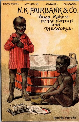 Rare - Black Americana - Victorian Trade Card - Fairbank & Co.  Soap Fairbanks