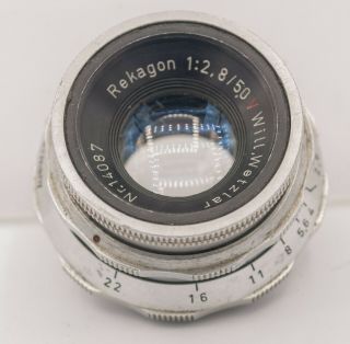 Rare - Will Wetzlar Rekagon 50mm F2.  8 V Pentax M42 Mount Prime Lens