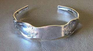 Wma Rogers Oneida Ltd Vintage Sterling Silver Plated Spoon Cuff Bracelet - Small