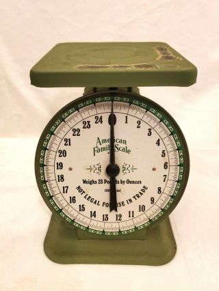 Vintage Green American Family Scale 25 Pounds By Ounces
