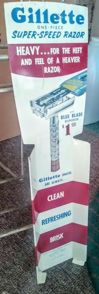 Rare 1950s - 60s Gillette Razors Display Rack Dispenser Sign.