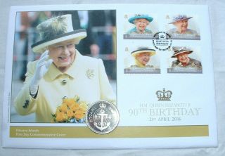 Rare Unc 2016 Pitcairn Islands Erii 90th Birthday Medal Crown Size In Fdc Nr