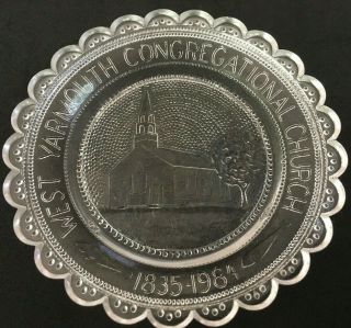 West Yarmouth Ma Church Vintage Pairpoint Glass Cup Plate Cape Cod Window Decor