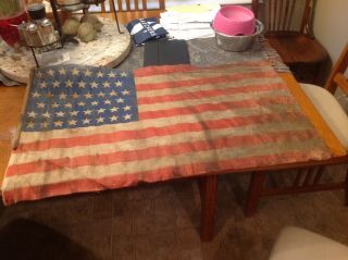 Antique 46 Star American Flag,  C.  1908 - 1912,  Rare,  Hard To Find,  35 " X22 "