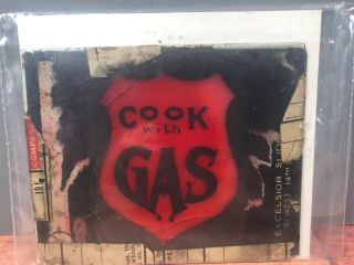Antique Magic Lantern Slide Advertisement “cook With Gas” 1g