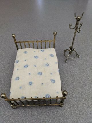 Vintage Metal Doll Bed And Matching Coat Rack For 5in Doll