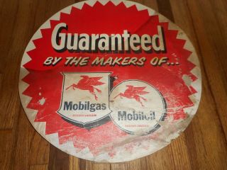 Rare Vintage Cardboard Mobiloil Mobil Gas Station Advertising Tire Insert Sign