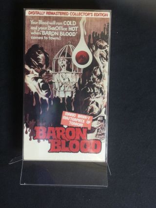 Baron Blood Rare Vhs W Box Protector Horror Mario Bava Uncut Anchor Bay