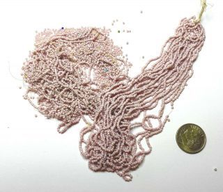 Very Rare Antique Micro Seed Beads - 16/0 Opaque Light Greyish Lavender Pink - 24 G